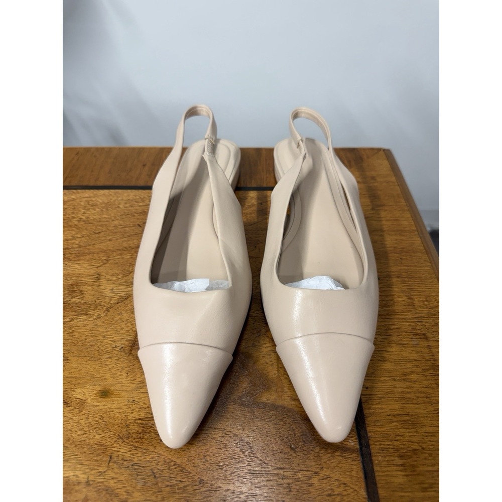 New H&M Women's 10.5 EU 41 Nude Slingback Pointed Cap Toe Slip-On Ballet Flats